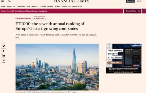 Myflexoffice FT1000 Financial Times Entreprise croissance rapide
