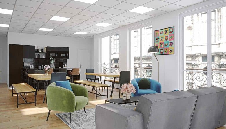 Myflexoffice location bureaux paris 9 Aristocrate Espace restauration